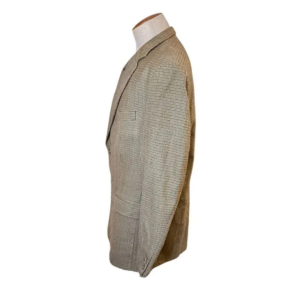 Hart Schaffner Marx 48R Wool Brown Black Sport Coat Blazer Houndstooth